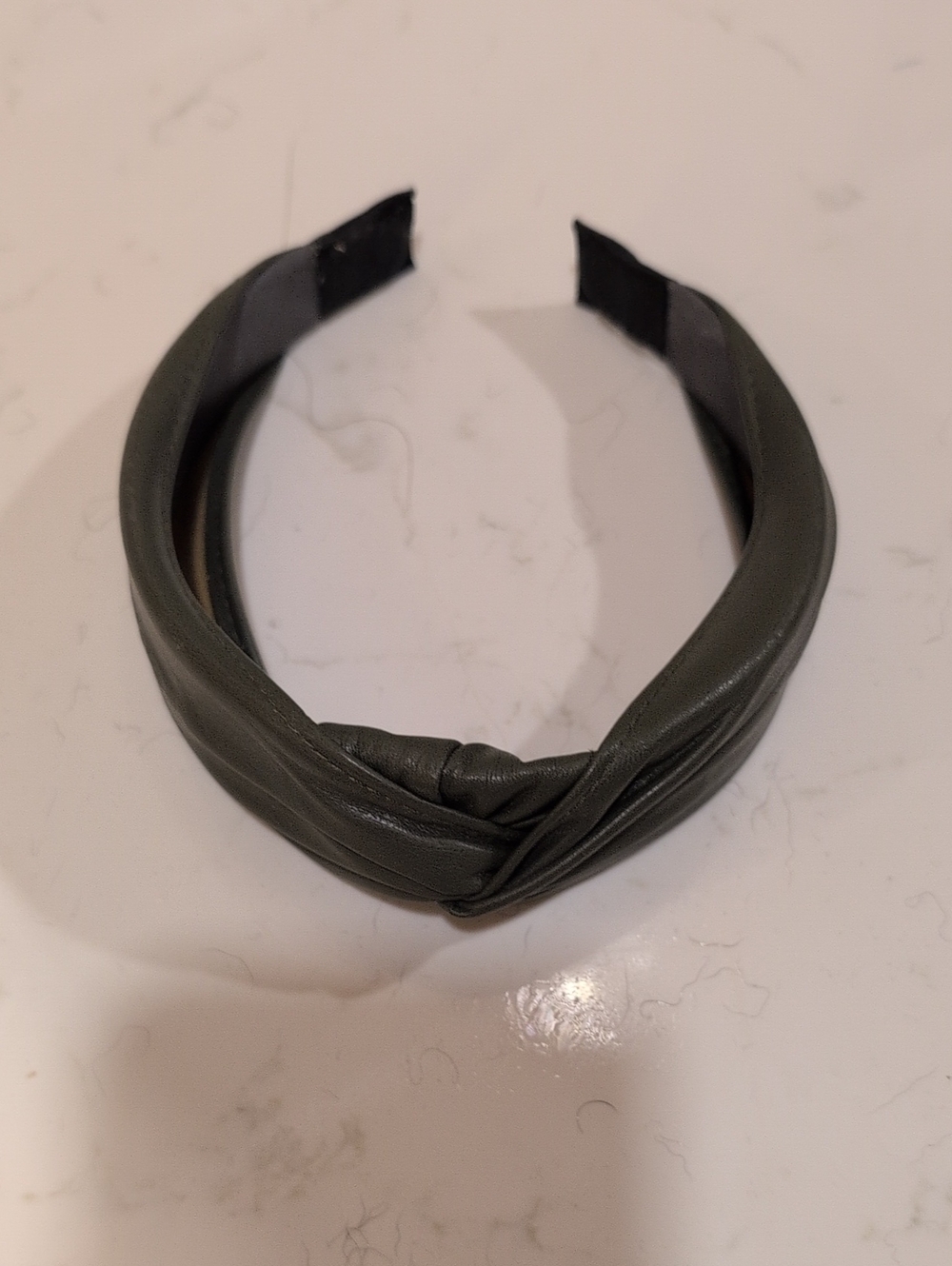 Women’s Knotted Faux-Leather Headband - Olive Green